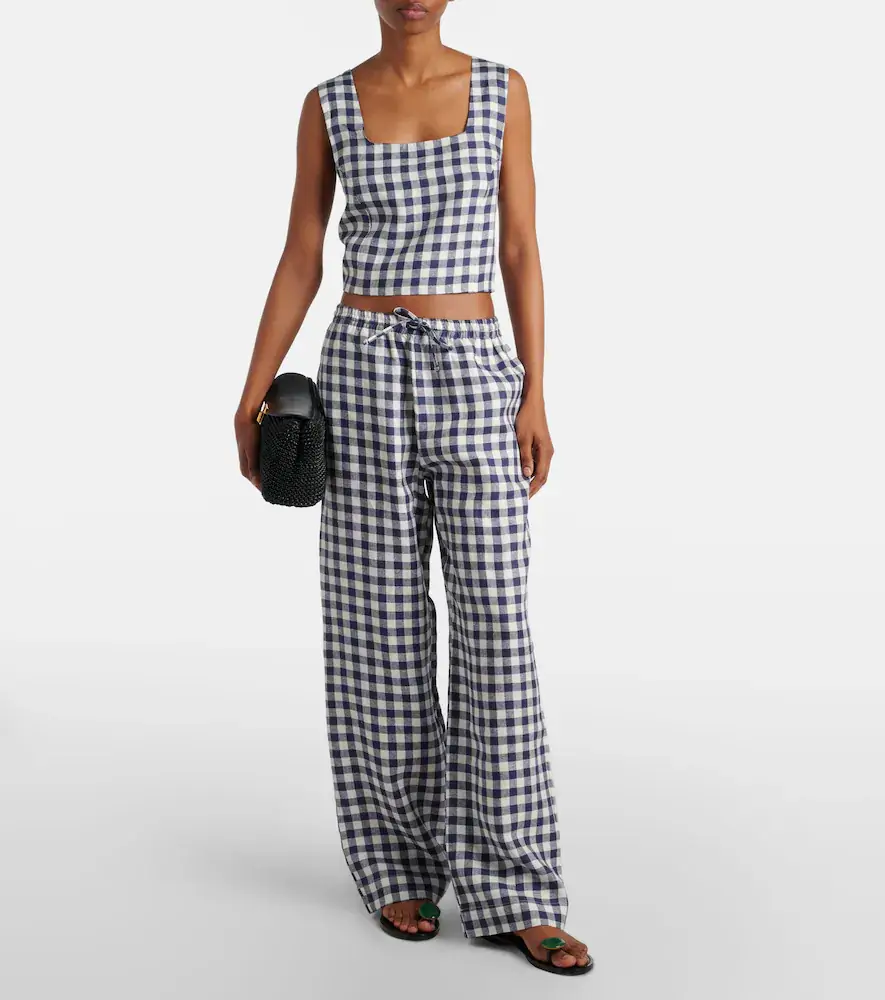ASCENO Aurelia gingham linen wide-leg pants | Thumbnail 4 ASCENO Aurelia gingham linen wide-leg pants | Thumbnail 4