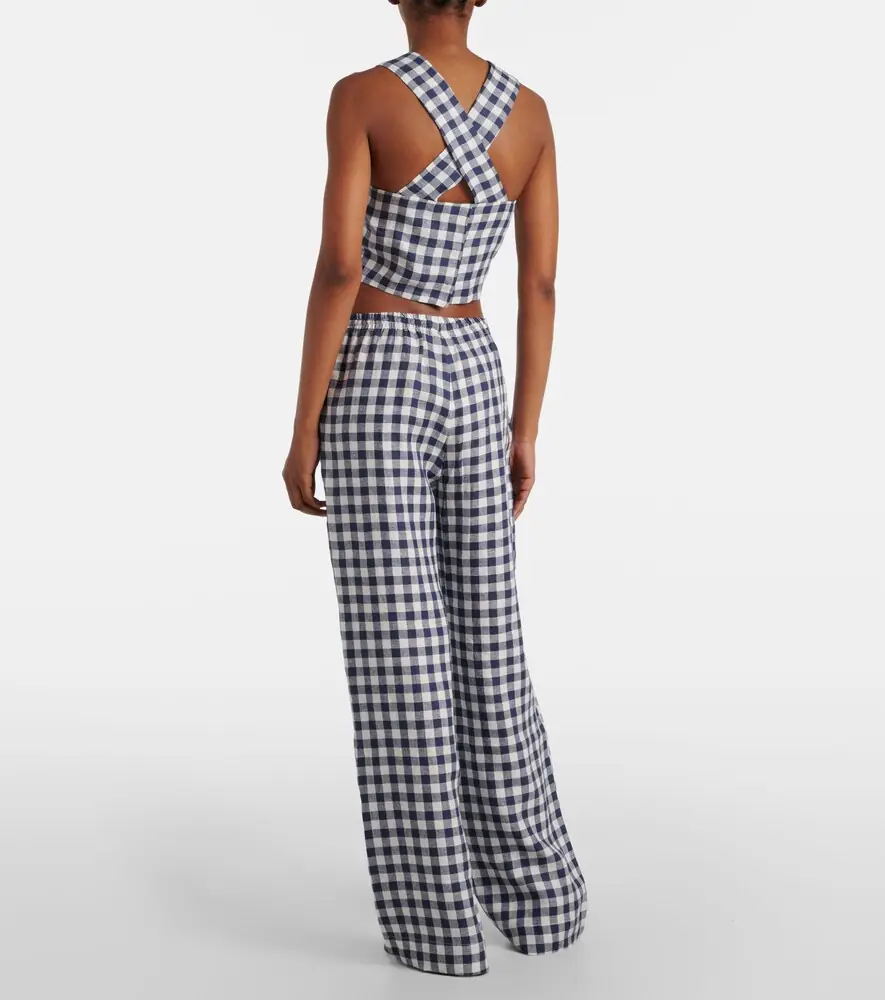 ASCENO Cozumel gingham linen crop top | Thumbnail 2