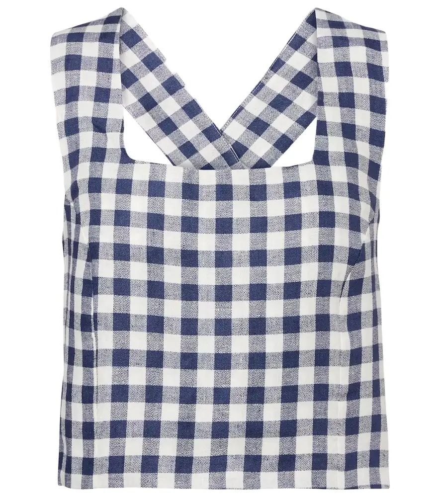 ASCENO Cozumel gingham linen crop top | Image 1 ASCENO Cozumel gingham linen crop top | Image 1