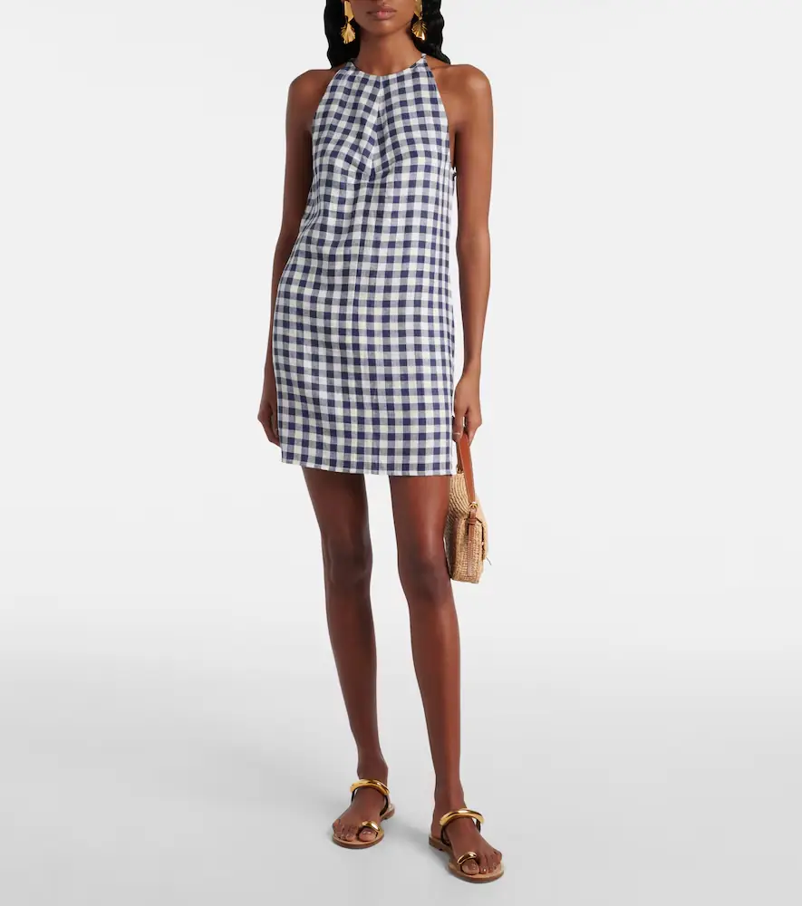 ASCENO Antiqua gingham linen minidress | Thumbnail 2