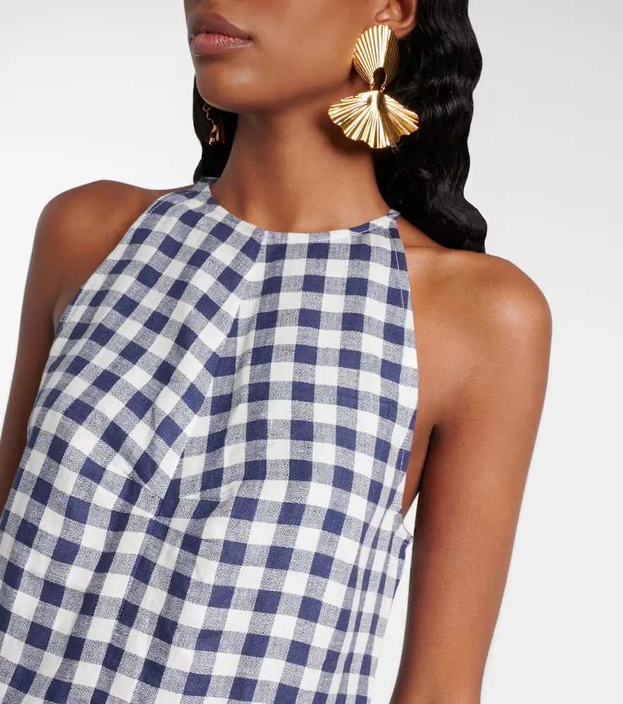 ASCENO Antiqua gingham linen minidress | Thumbnail 3