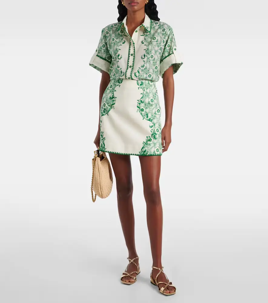 ALÉMAIS Alémais Olive printed linen and cotton miniskirt | Thumbnail 3 ALÉMAIS Alémais Olive printed linen and cotton miniskirt | Thumbnail 3