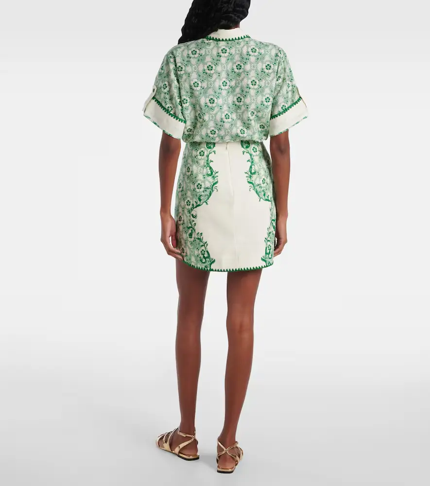 ALÉMAIS Alémais Olive printed linen and cotton miniskirt | Thumbnail 4 ALÉMAIS Alémais Olive printed linen and cotton miniskirt | Thumbnail 4