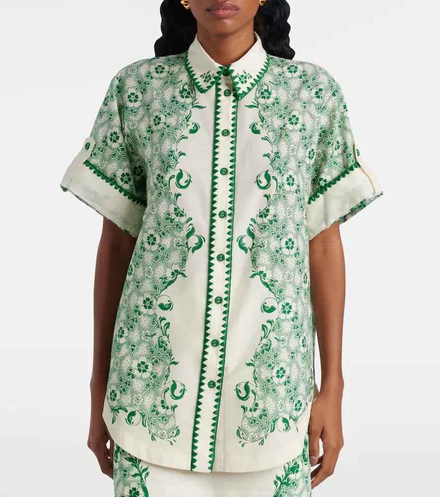 ALÉMAIS Alémais Olive printed cotton and silk shirt | Thumbnail 2 ALÉMAIS Alémais Olive printed cotton and silk shirt | Thumbnail 2