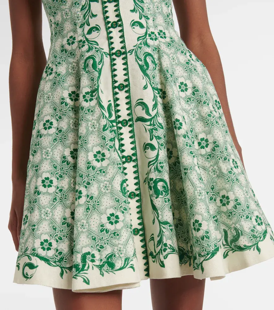 ALÉMAIS Alémais Olive printed linen and cotton minidress | Thumbnail 3