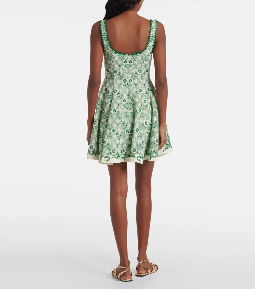 ALÉMAIS Alémais Olive printed linen and cotton minidress | Thumbnail 4