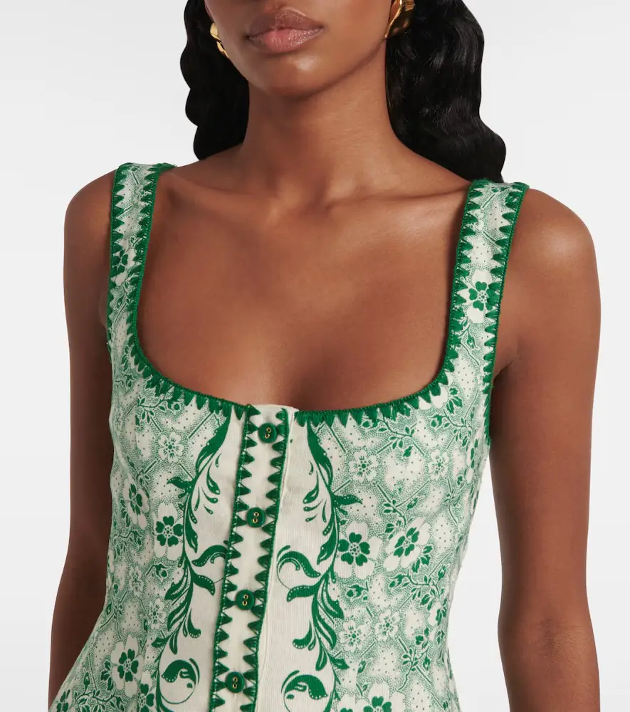 ALÉMAIS Alémais Olive printed linen and cotton minidress | Thumbnail 5