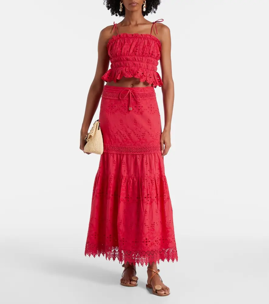 Melissa Odabash Broderie anglaise cropped cotton top | Thumbnail 2