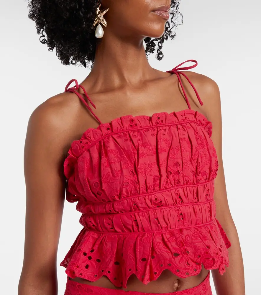 Melissa Odabash Broderie anglaise cropped cotton top | Thumbnail 4