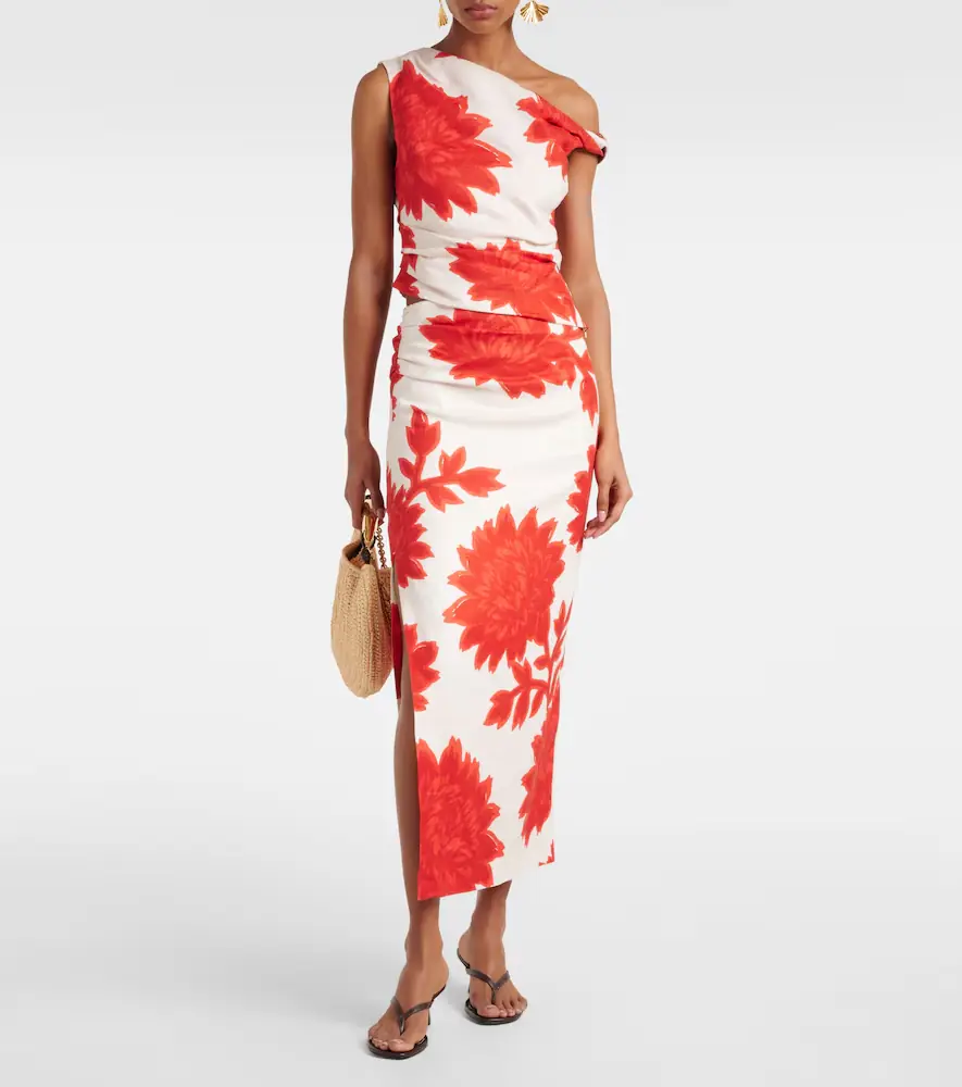 SIR. Floral linen midi skirt | Thumbnail 3