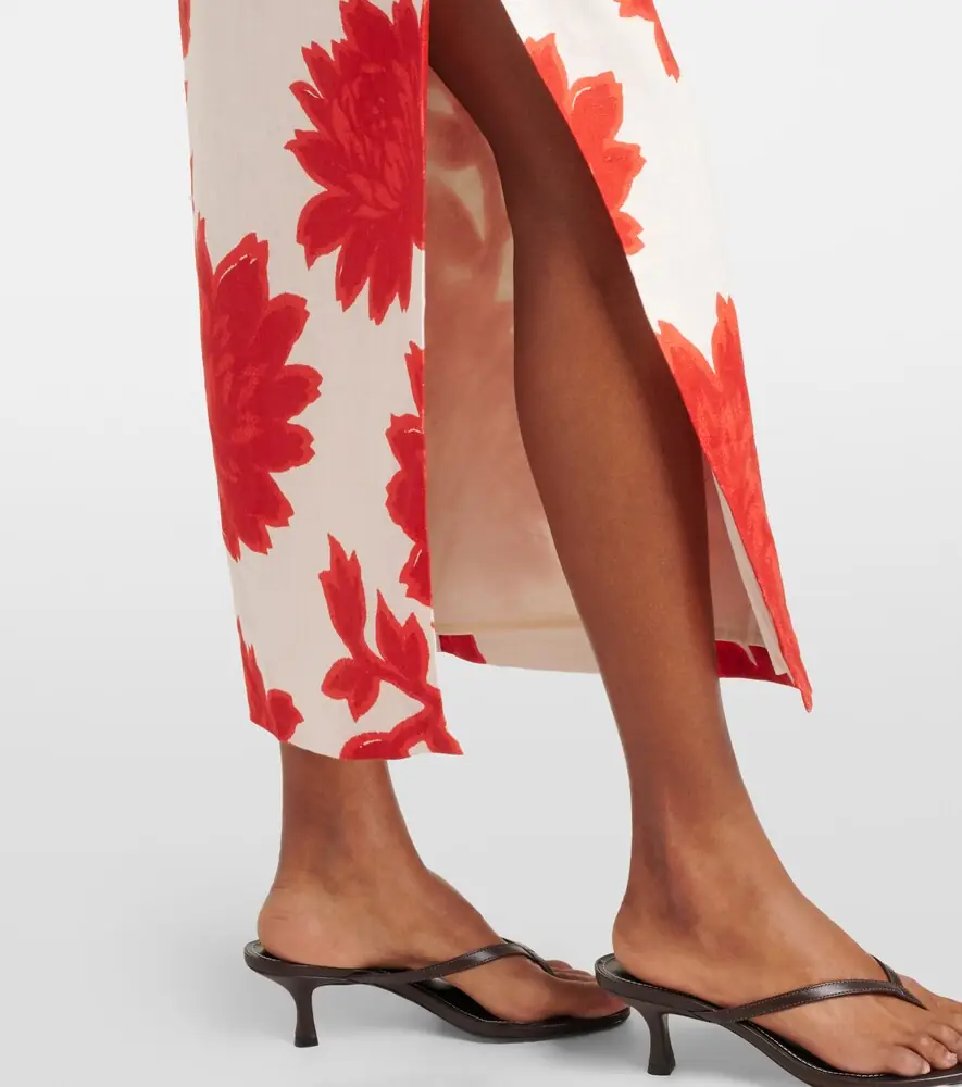 SIR. Floral linen midi skirt | Thumbnail 5
