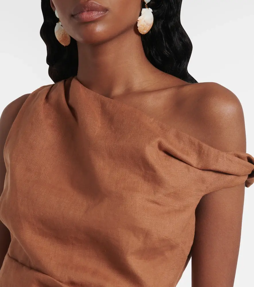 SIR. Asymmetric draped linen top | Thumbnail 2