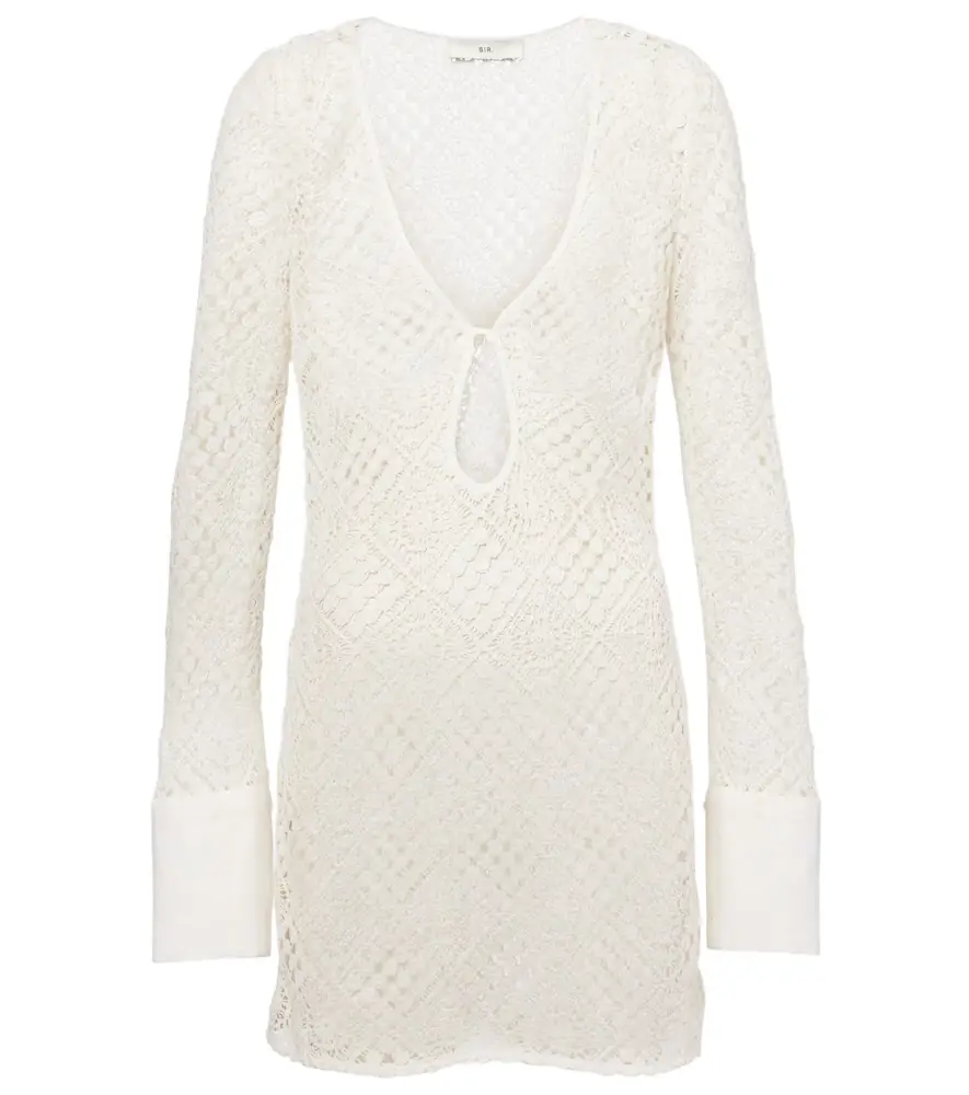SIR. Rayure crochet cotton minidress
