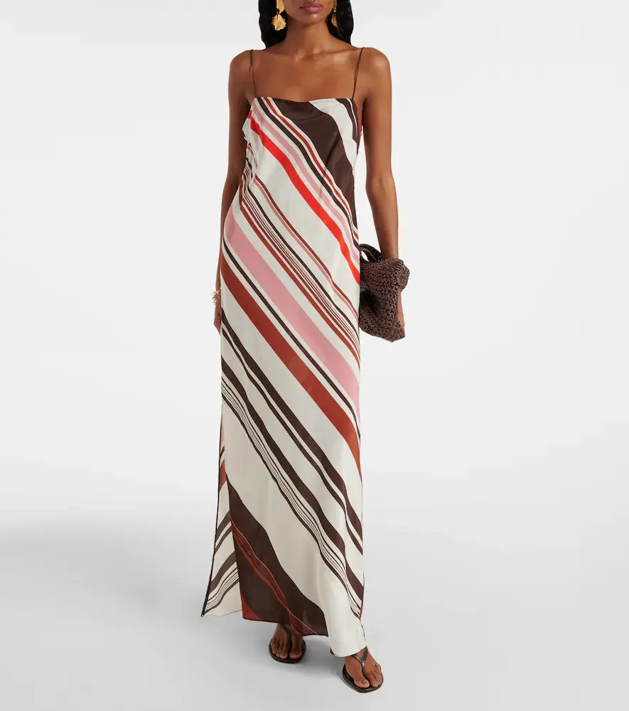 SIR. Thistle striped silk satin maxi dress | Thumbnail 4