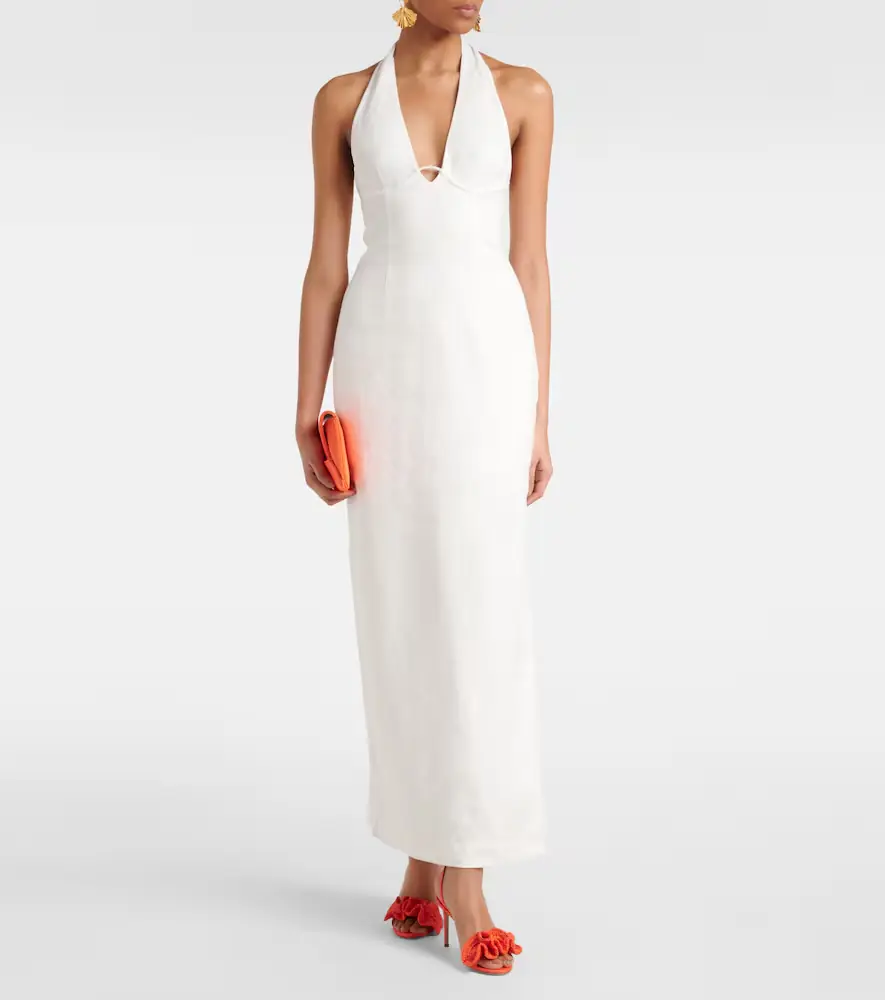 SIR. Violet halterneck linen maxi dress | Thumbnail 2