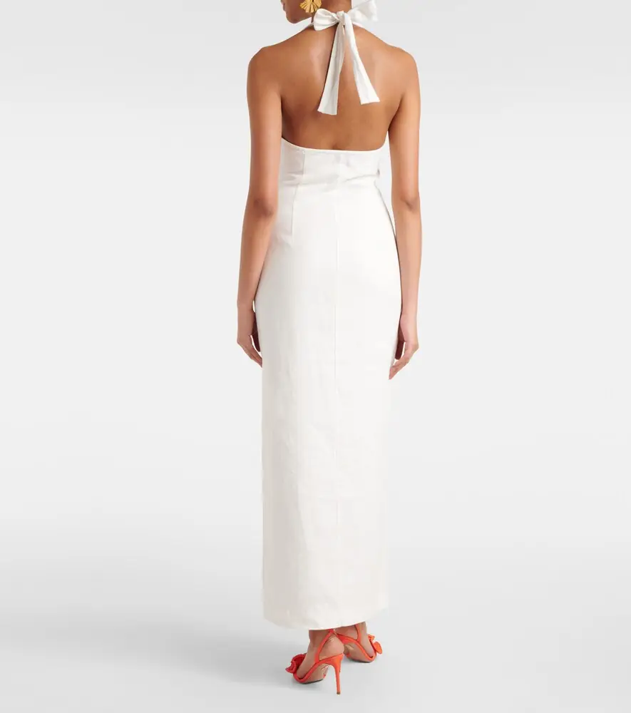 SIR. Violet halterneck linen maxi dress | Thumbnail 5