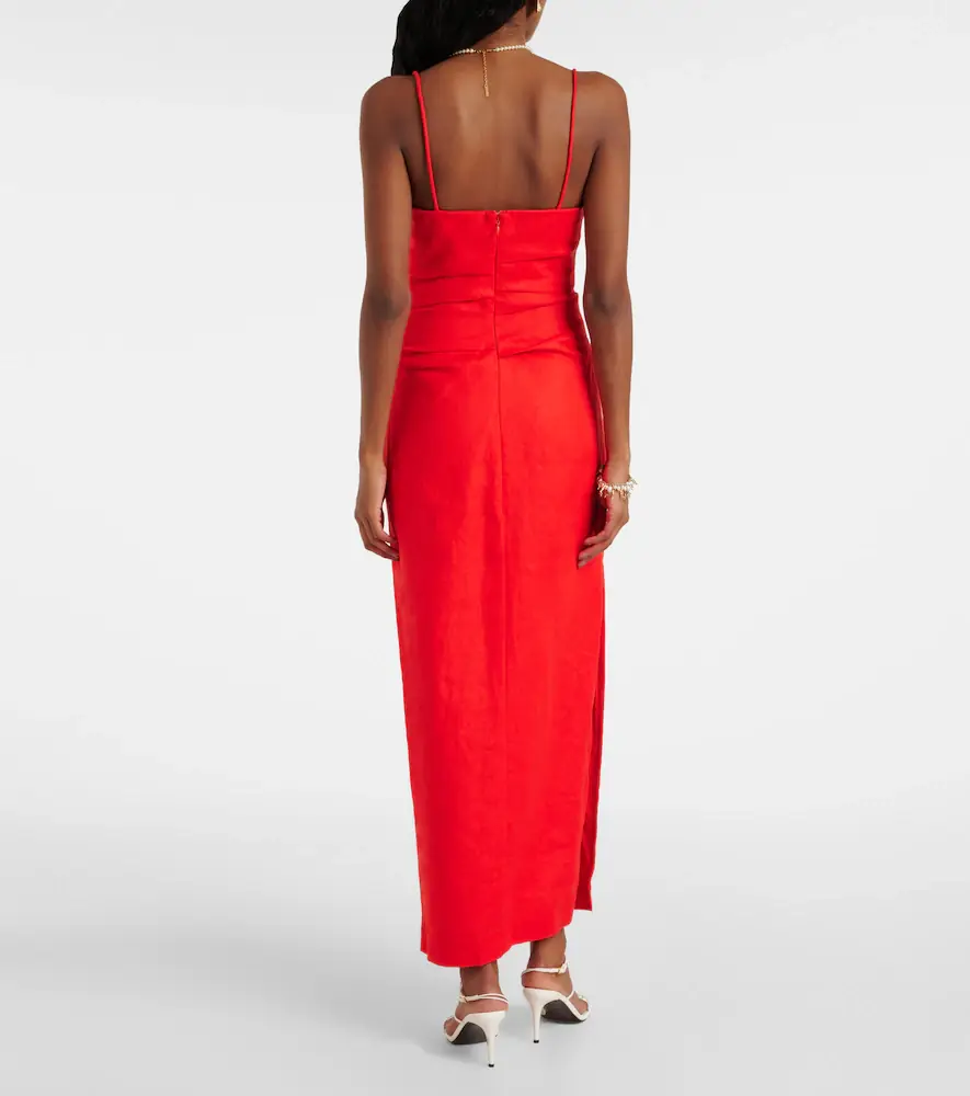 SIR. Noemi ruched linen maxi dress | Thumbnail 5