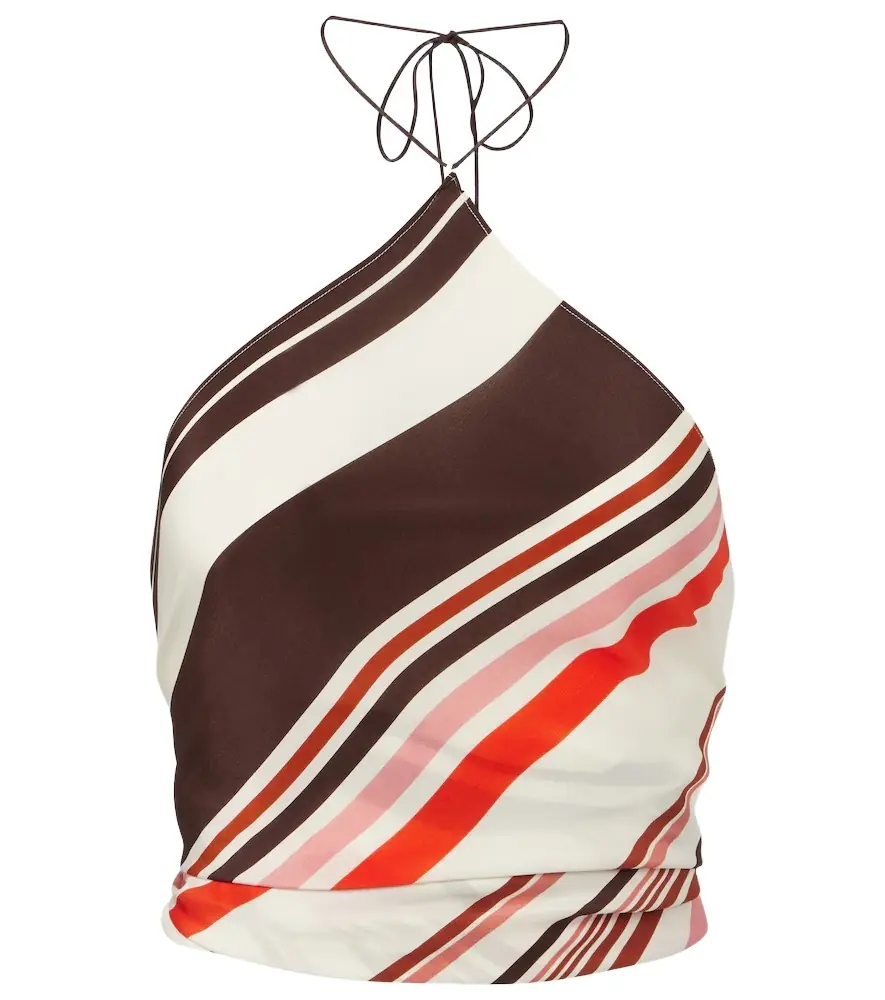 SIR Thistle striped open-back silk satin top | Image 1 SIR Thistle striped open-back silk satin top | Image 1