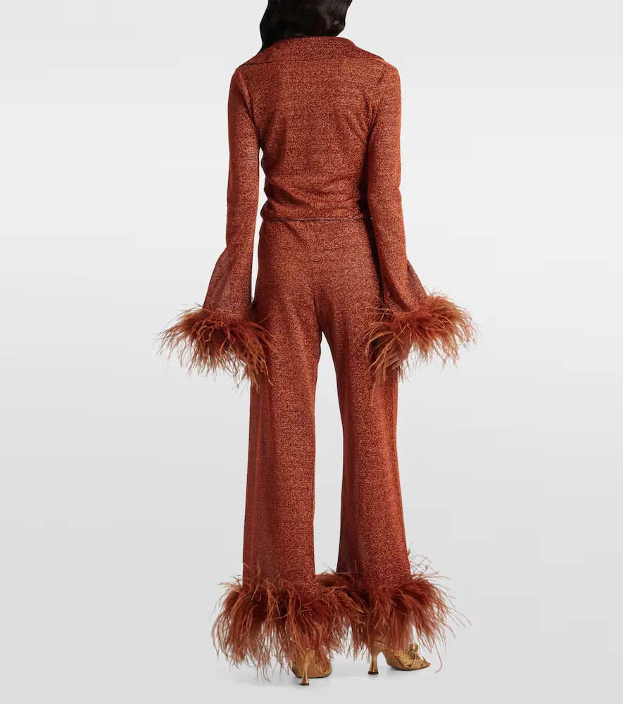 Oséree Oséree Lumière Plumage feather-trimmed blouse | Thumbnail 4