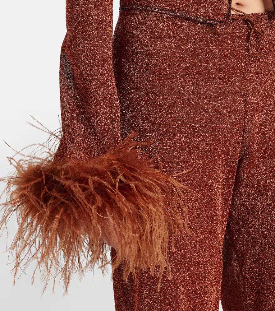 Oséree Oséree Lumière Plumage feather-trimmed blouse | Thumbnail 5