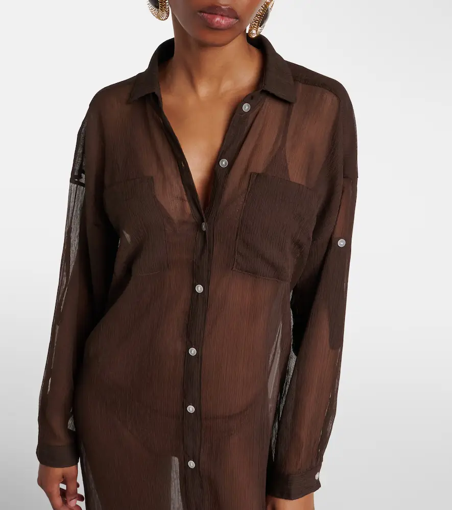 JADE SWIM Mika sheer shirt dress | Thumbnail 6