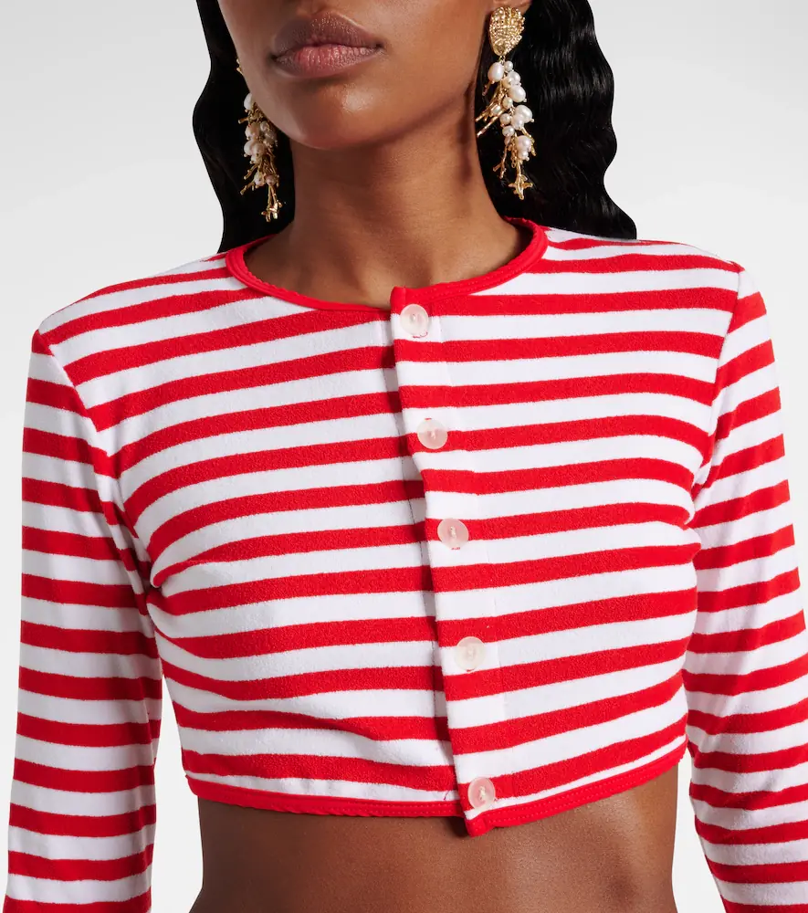 JADE SWIM Striped cropped terry cardigan | Thumbnail 3