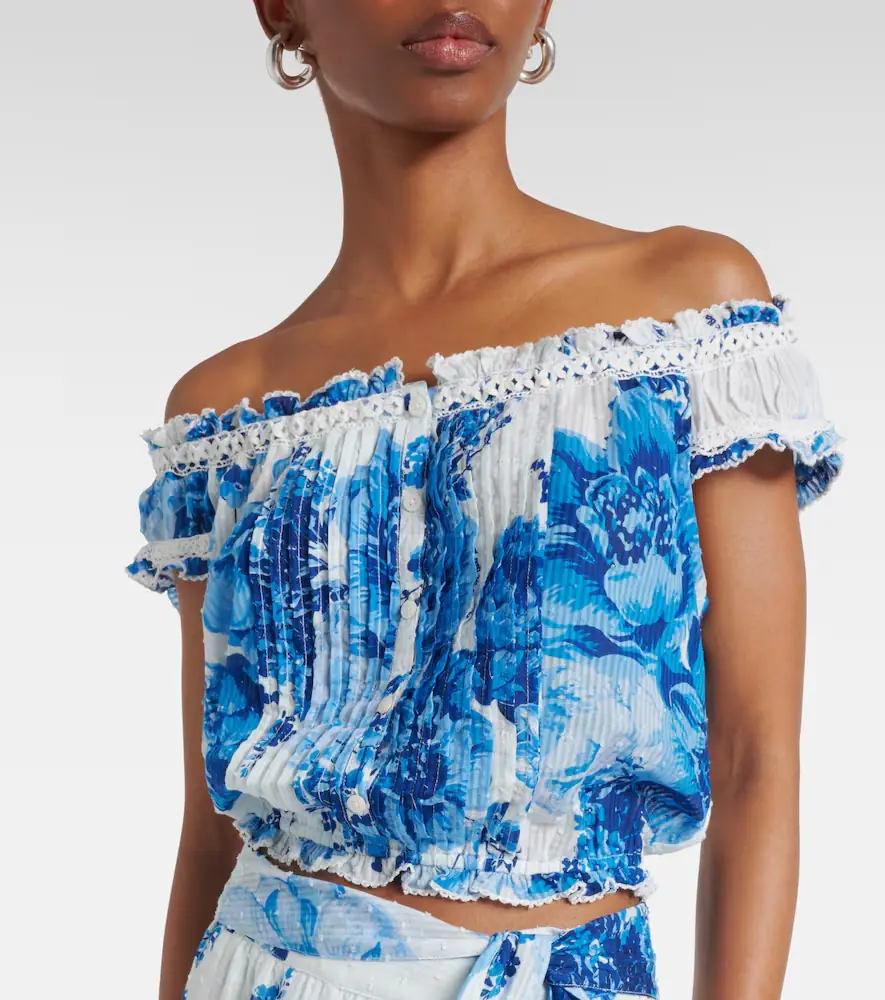Poupette St Barth Alba floral off-shoulder cotton top | Thumbnail 3
