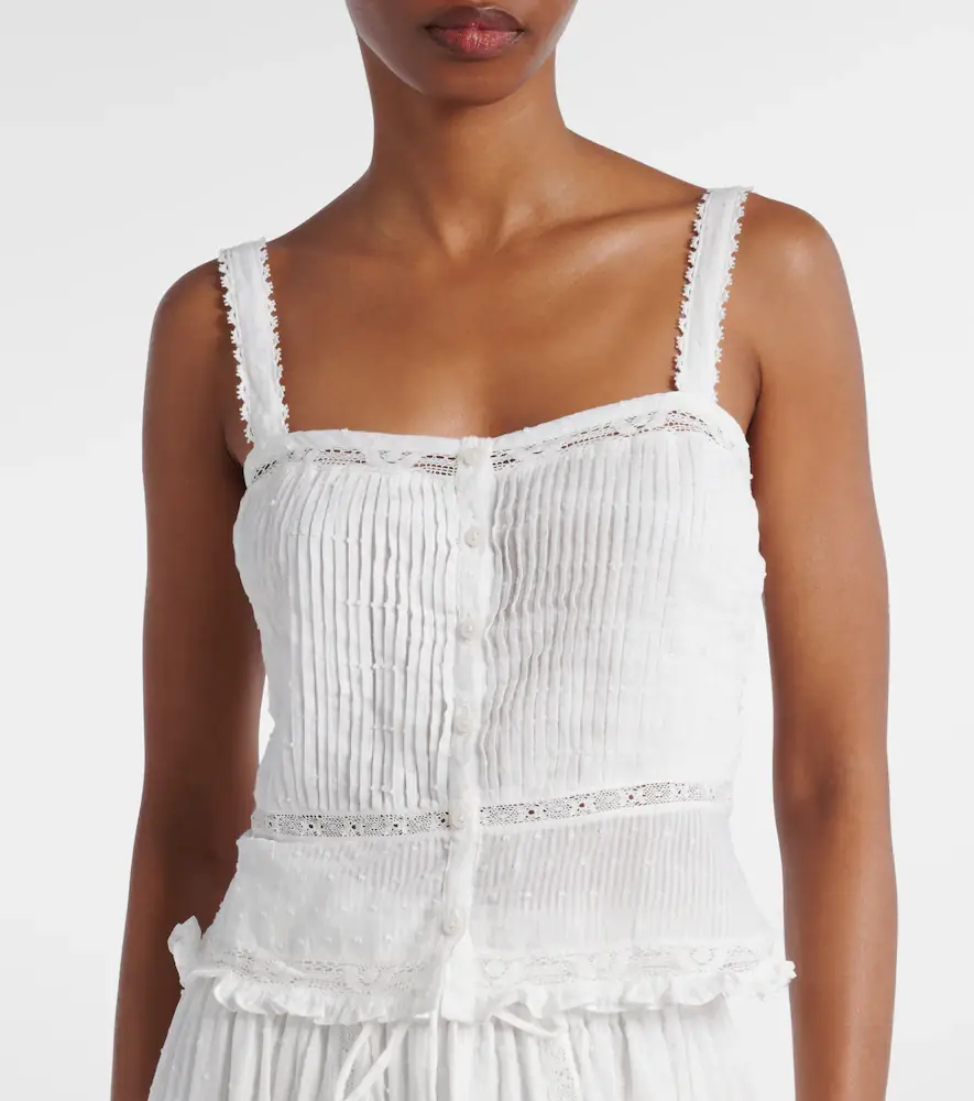 Poupette St Barth Top Berry cropped cotton blouse | Thumbnail 4