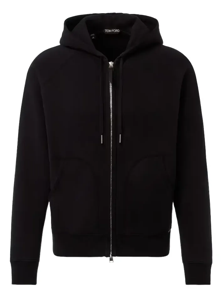 Cotton jersey zip-up hoodie