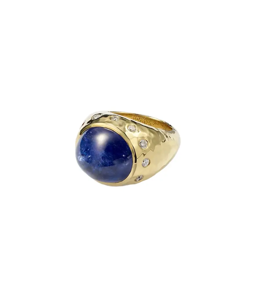 Octavia Elizabeth Blossom 18kt gold ring with tanzanite and diamonds