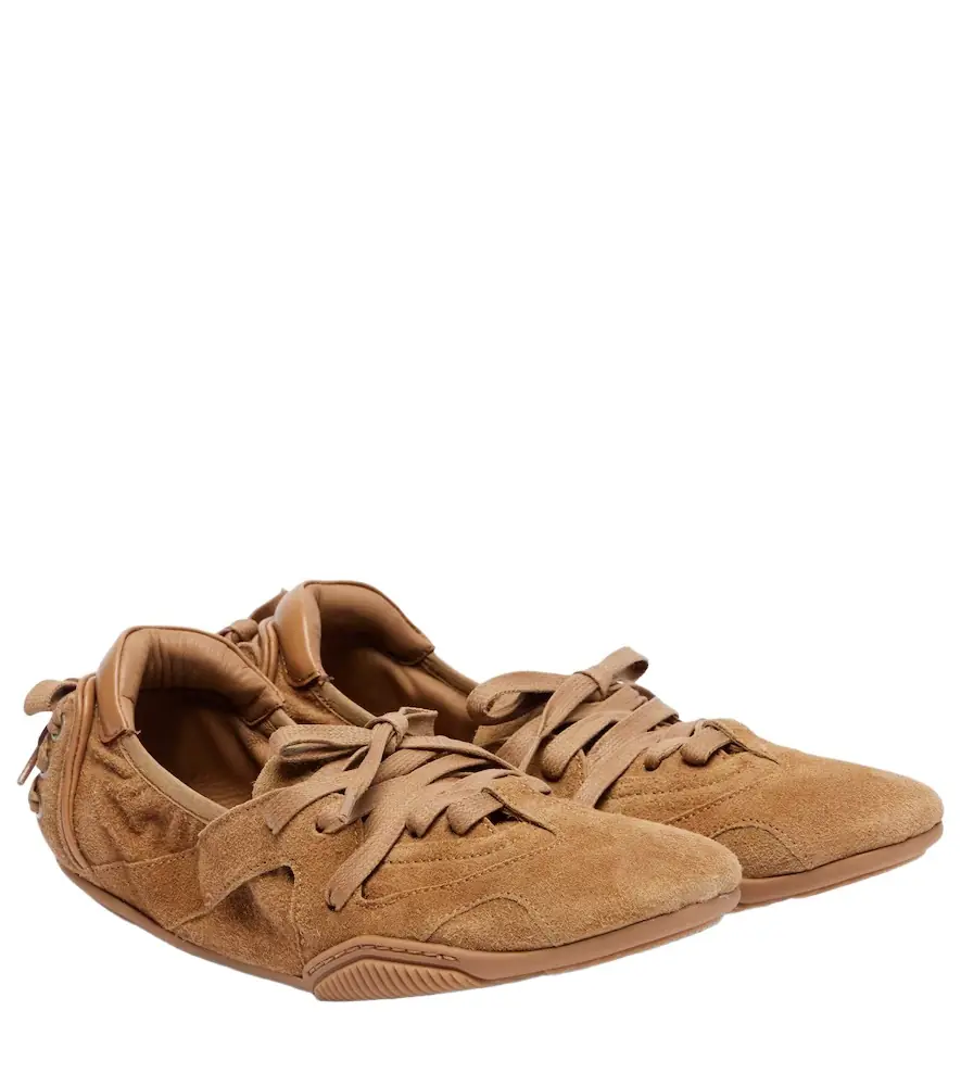 Leather-trimmed suede sneakers Leather-trimmed suede sneakers