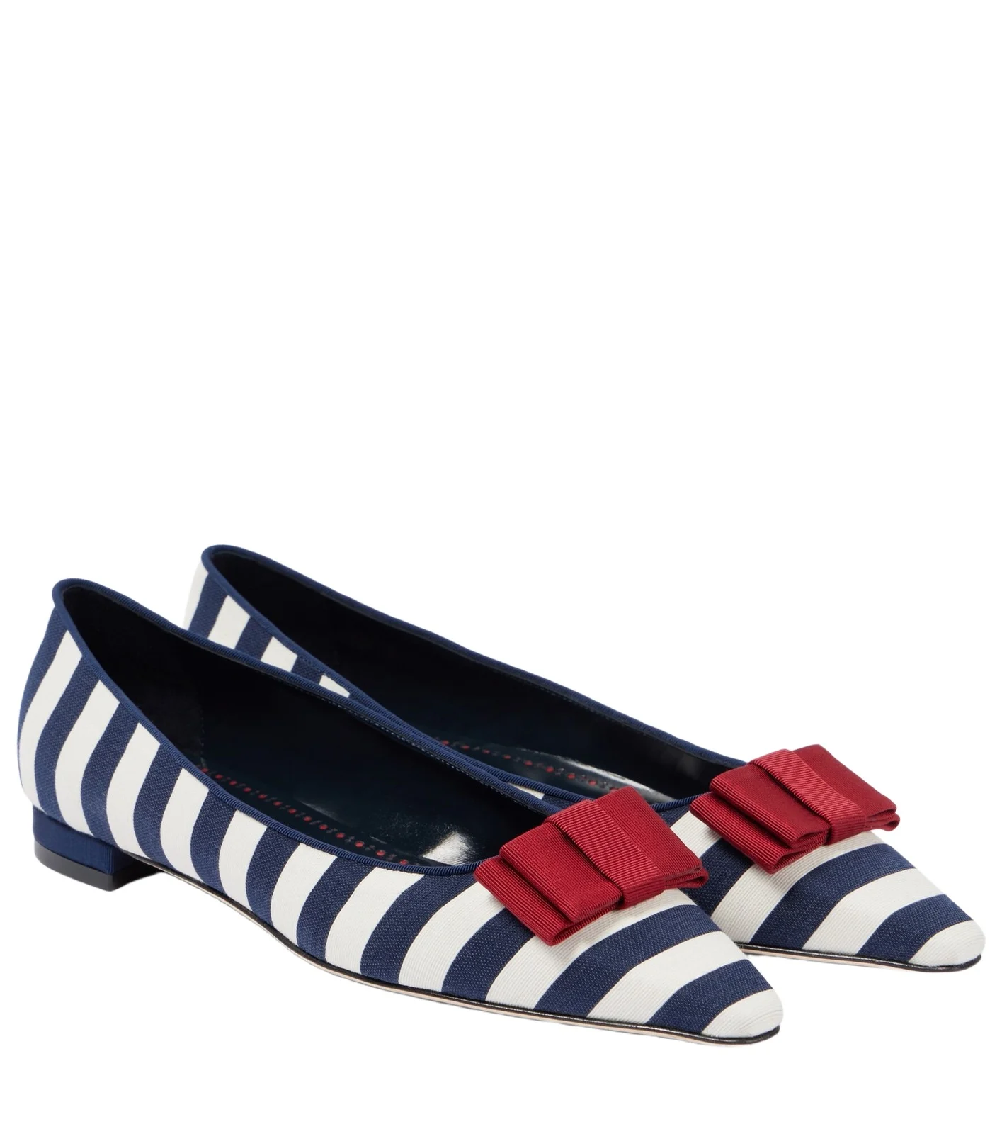 Manolo Blahnik Reador bow-detail striped ballet flats