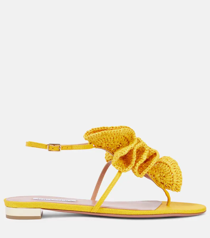 Aquazzura Noches Tropicales raffia thong sandals | Thumbnail 2