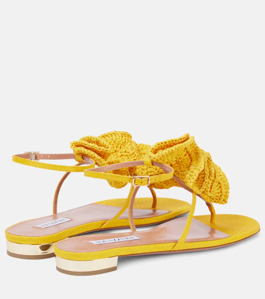Aquazzura Noches Tropicales raffia thong sandals | Thumbnail 3