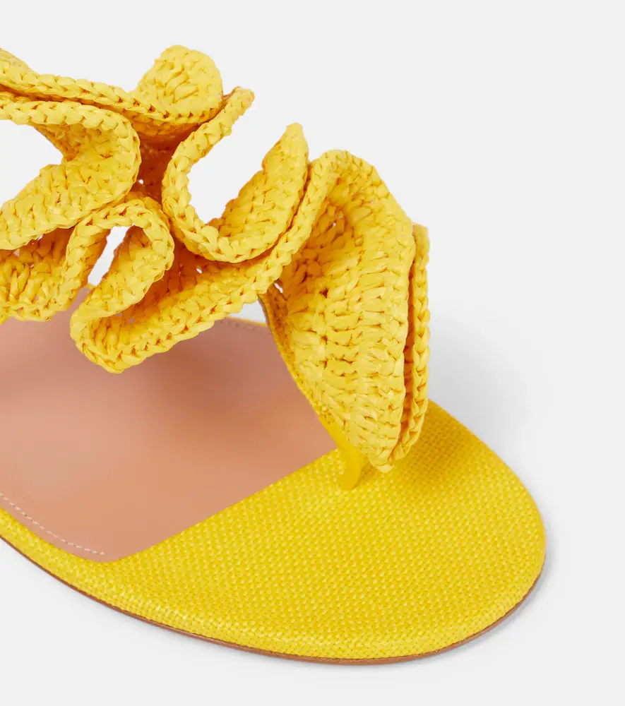 Aquazzura Noches Tropicales raffia thong sandals | Thumbnail 4