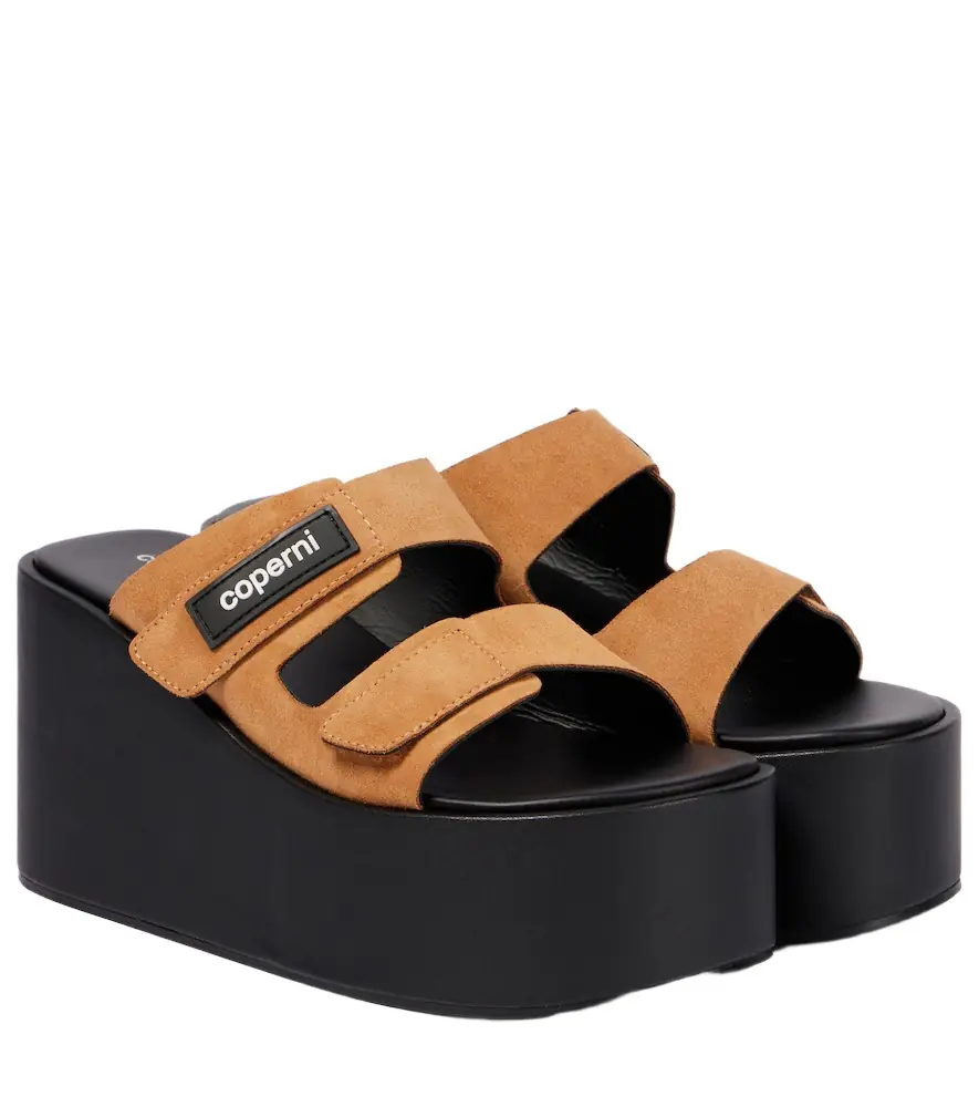 Coperni Logo suede wedge mules | Image 1 Coperni Logo suede wedge mules | Image 1