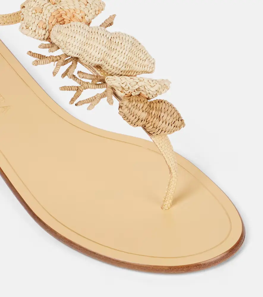 Aquazzura Marea raffia-trimmed leather thong sandals | Thumbnail 3 Aquazzura Marea raffia-trimmed leather thong sandals | Thumbnail 3