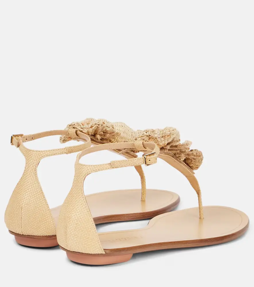 Aquazzura Marea raffia-trimmed leather thong sandals | Thumbnail 4 Aquazzura Marea raffia-trimmed leather thong sandals | Thumbnail 4