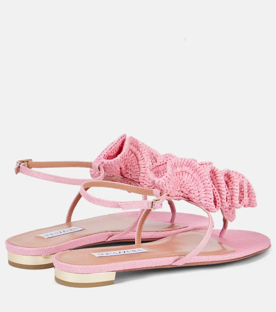 Aquazzura Noches Tropicales raffia thong sandals | Thumbnail 4