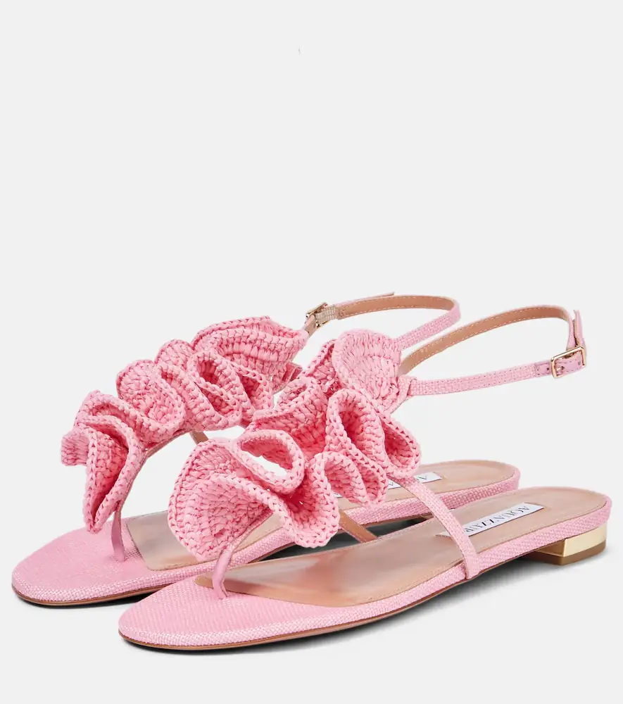 Aquazzura Noches Tropicales raffia thong sandals | Thumbnail 5