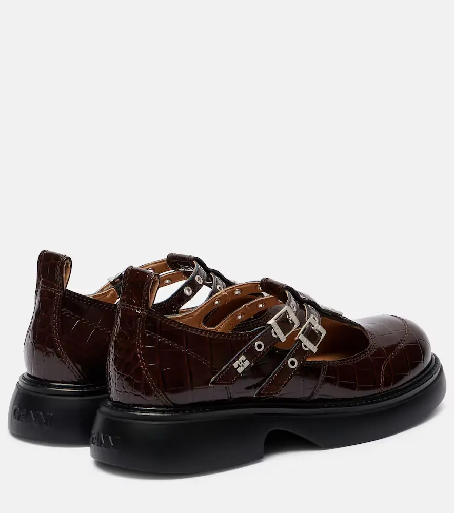 Ganni Croc-effect Mary Jane flats | Thumbnail 2