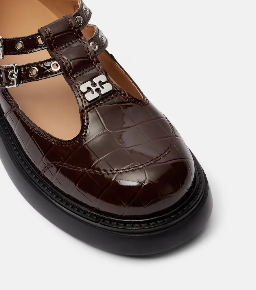 Ganni Croc-effect Mary Jane flats | Thumbnail 3