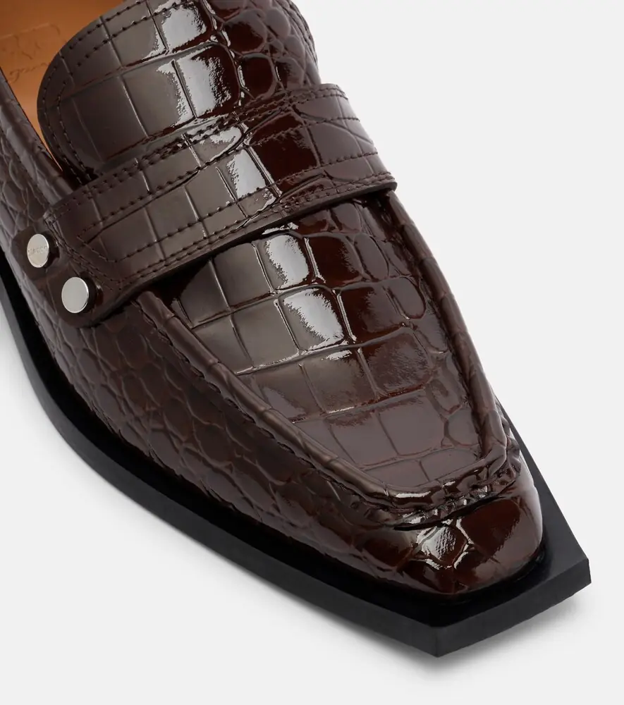 Ganni Studs croc-effect loafers | Thumbnail 3