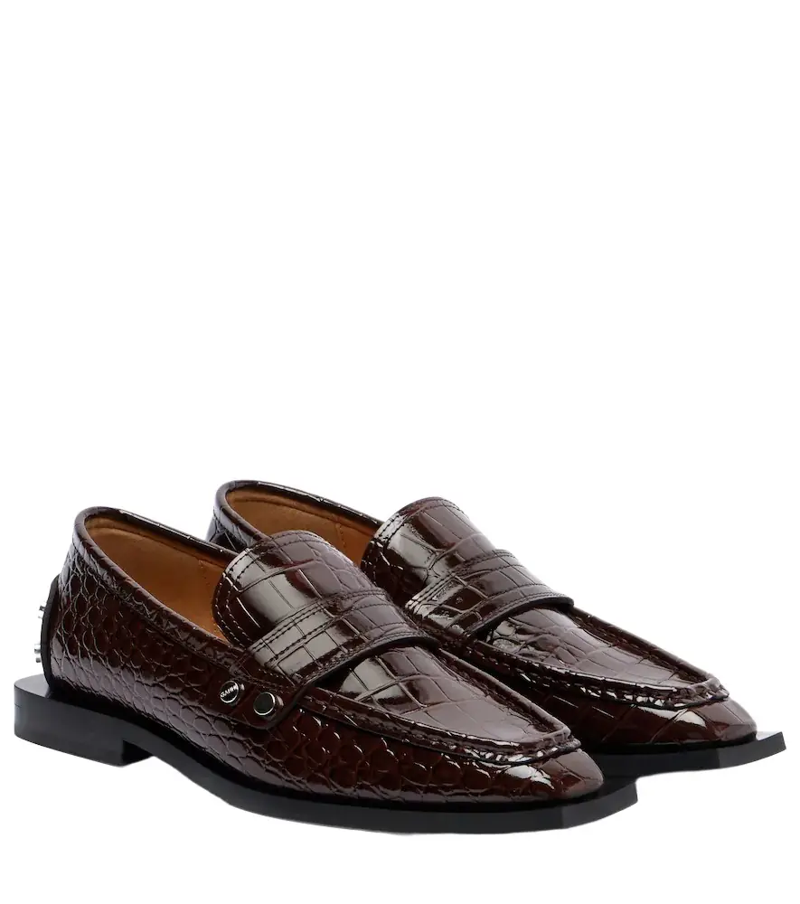 Ganni Studs croc-effect loafers | Image 1 Ganni Studs croc-effect loafers | Image 1