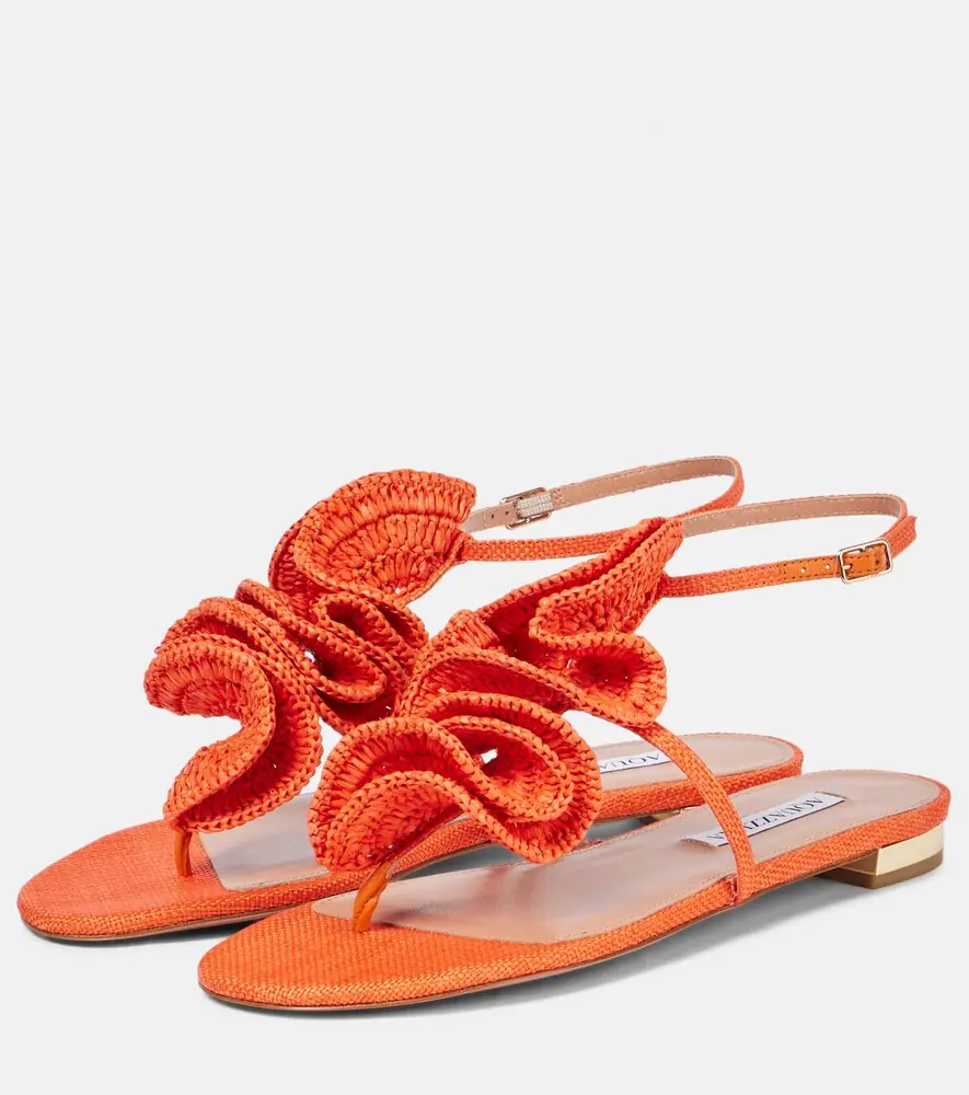 Aquazzura Noches Tropicales raffia thong sandals | Thumbnail 3 Aquazzura Noches Tropicales raffia thong sandals | Thumbnail 3