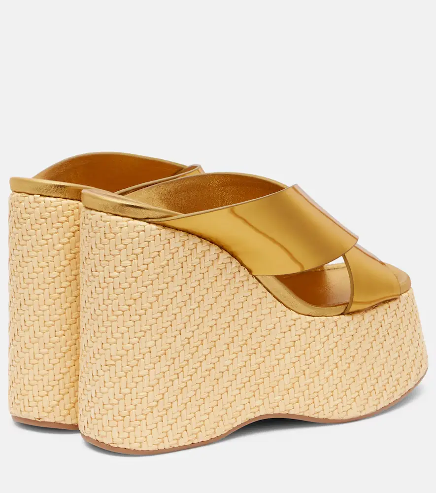 Paris Texas Mara metallic leather wedge mules | Thumbnail 2 Paris Texas Mara metallic leather wedge mules | Thumbnail 2