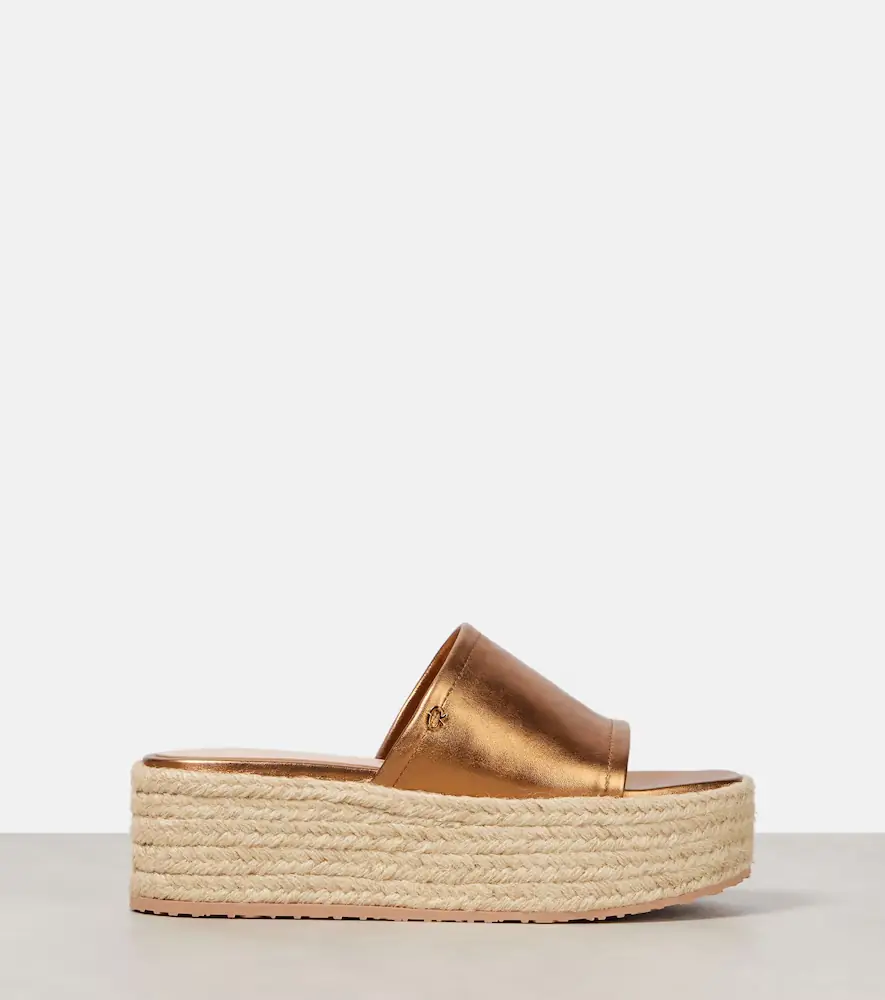 Gianvito Rossi Metallic leather espadrille slides | Thumbnail 2