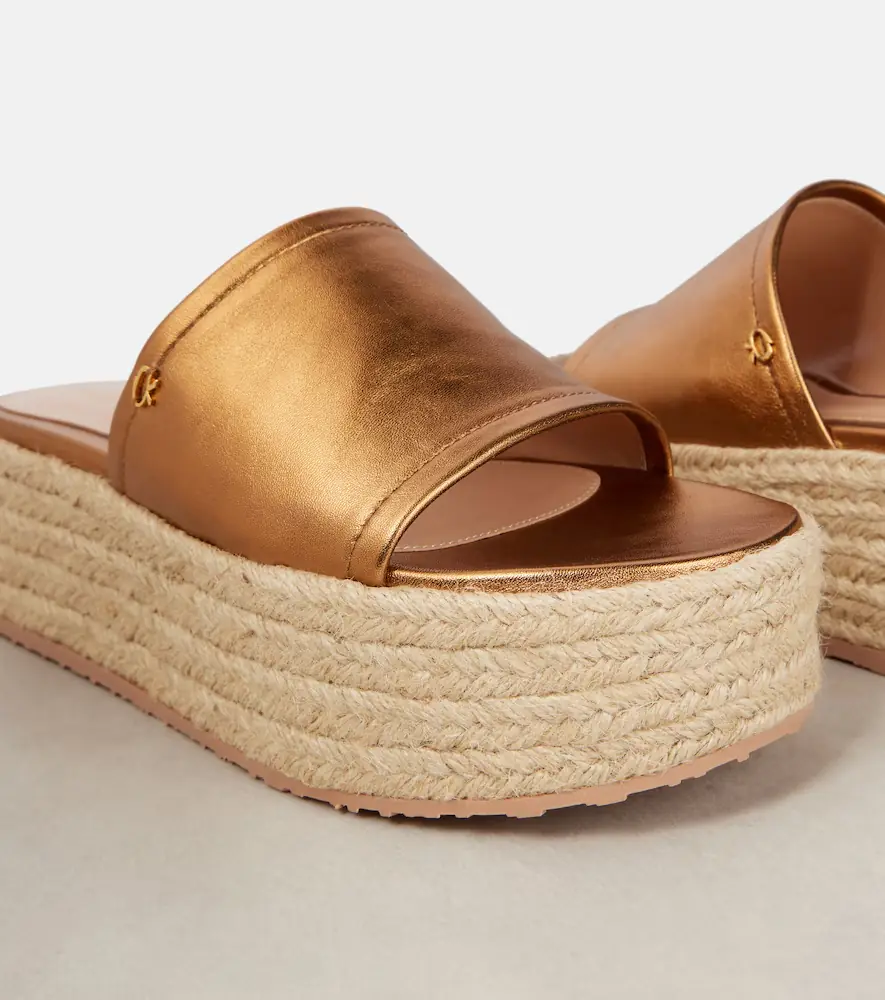 Gianvito Rossi Metallic leather espadrille slides | Thumbnail 5
