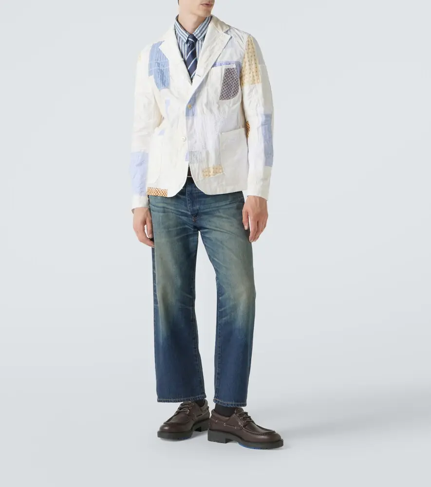 Junya Watanabe Patchwork cotton and linen-blend blazer | Thumbnail 2 Junya Watanabe Patchwork cotton and linen-blend blazer | Thumbnail 2