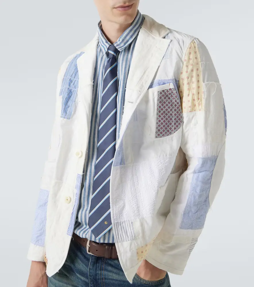 Junya Watanabe Patchwork cotton and linen-blend blazer | Thumbnail 5 Junya Watanabe Patchwork cotton and linen-blend blazer | Thumbnail 5